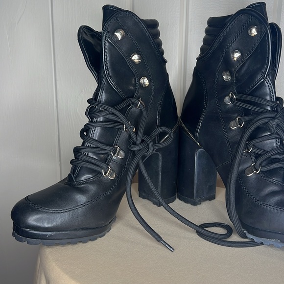 DKNY Womens Lenni Black Block Heel Dressy Almond Toe Ankle Boots Shoes - Picture 7 of 11